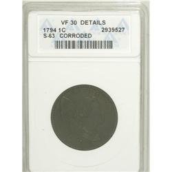 1794 1C Head of 1794--Corroded--ANACS. VF30 Details. S
