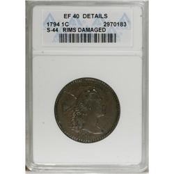 1794 1C Head of 1794--Rims Damaged--ANACS. XF40 Detail