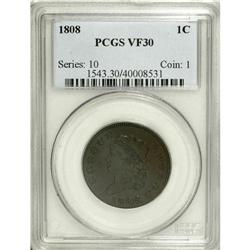 1808 1C VF30 PCGS. S-277, B-1, R.2. Breen Die State IV