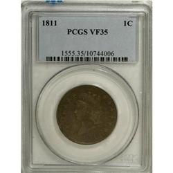 1811 1C VF35 PCGS. S-287, B-1, R.2. This medium-brown