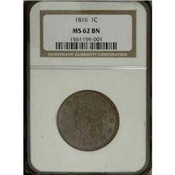 1816 1C MS62 Brown NGC. N-2, R.1. Noyes Die State B. T