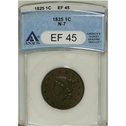 1825 1C XF45 ANACS. N-7, R.3. The E in ONE is boldly r