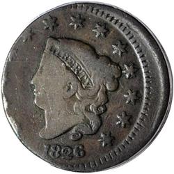 1826 1C --Struck 15% Off Center (8 o''clock)--Fine 15 P