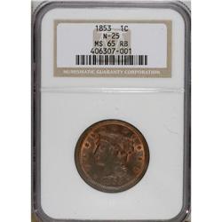 1853 1C MS65 Red and Brown NGC. N-25, R.1. Substantial