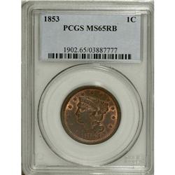 1853 1C MS65 Red and Brown PCGS. N-25, R.1. The revers