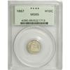 1867 H10C MS65 PCGS. Light caramel-gold toning adorns
