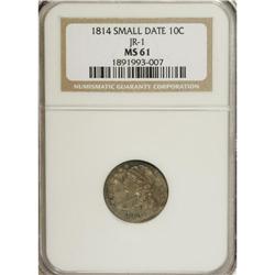 1814 10C Small Date MS61 NGC. JR-1, R.3. The sole Smal