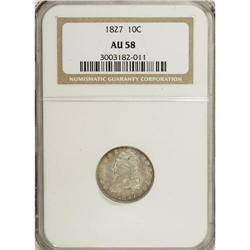 1827 10C AU58 NGC. JR-11, R.2. A slate-gray Bust dime