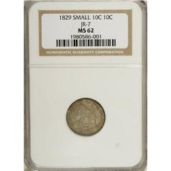 1829 10C Small 10C MS62 NGC. JR-7, R.1. Rich lilac-gra