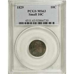 1829 10C Small 10C MS63 PCGS. JR-7, R.1. Apple-green,
