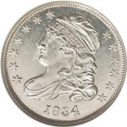 1834 10C Large 4 MS64 Prooflike NGC. JR-5, R.1. The 4