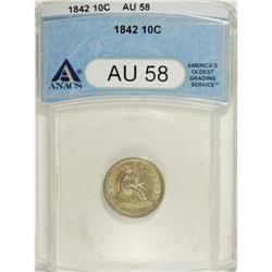 1842 10C AU58 ANACS. Greer rates this issue very scarc