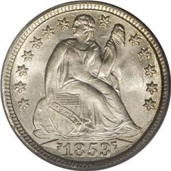 1853 10C Arrows MS66 PCGS. This is a superlative, unto