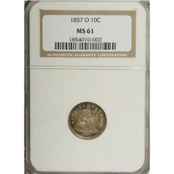 1857-O 10C MS61 NGC. Large O. Breen-3305. The Civil Wa