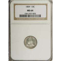 1859 10C MS64 NGC. A delightful Choice representative
