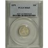 1879 10C MS65 PCGS. Dusky pearl-gray toning visits thi 
