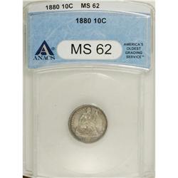 1880 10C MS62 ANACS. Greer-103. The pendant is over th