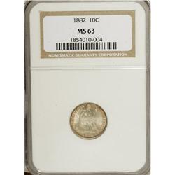 1882 10C MS63 NGC. Brilliant with a light beige patina