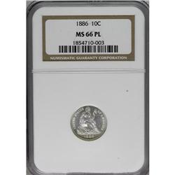 1886 10C MS66 Prooflike NGC. A lightly toned and notic