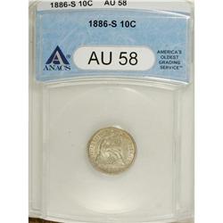 1886-S 10C AU58 ANACS. Another difficult S-mint from t