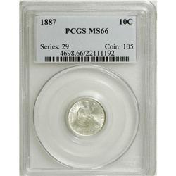 1887 10C MS66 PCGS. A highly lustrous and virtually br