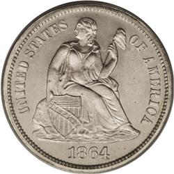 1864 10C PR66 Cameo PCGS. The continued production of