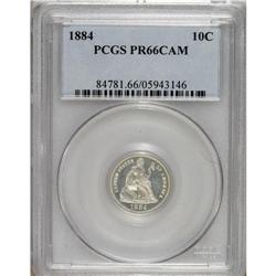 1884 10C PR66 Cameo PCGS. Frosty devices contrast favo