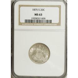 1875-S 20C MS63 NGC. Considered one of the odd denomin