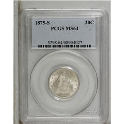 1875-S 20C MS64 PCGS. A well struck and frosty example