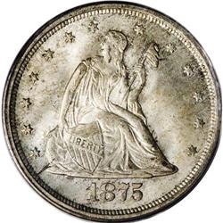 1875-S 20C MS65 PCGS. FS-20-1875S-302. The mintmark is