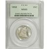 Image 3 : 1858 25C MS65 PCGS. Faint gold toning visits this high