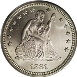 1881 25C MS66 PCGS. The 1879 to 1888 period was one lo