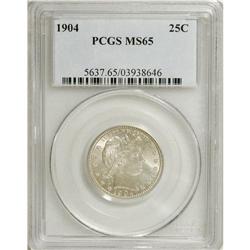 1904 25C MS65 PCGS. A high-mintage issue (9,588,143 bu