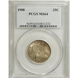 1908 25C MS64 PCGS. This softly lustrous Choice exampl