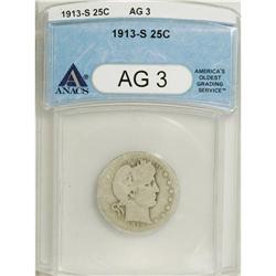 1913-S 25C AG3 ANACS. Though both sides of this cloud-
