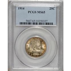 1914 25C MS65 PCGS. Vibrant luster is the most immedia