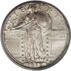 1917-S 25C Type One MS67 PCGS. Appealing champagne-gol