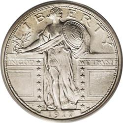 1917-S 25C Type One MS66 Full Head NGC. A sharply stru