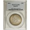 1811 50C Small 8 AU58 PCGS. O-111a R.1. Aqua-blue and