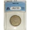 1856-S 50C AU53 ANACS. Orange-gold, cream-gray, and el