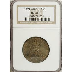 1873 50C Arrows MS61 NGC. A luminous and richly toned