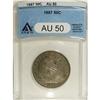 1887 50C AU50 ANACS. Ice-blue and pale tan adorn this