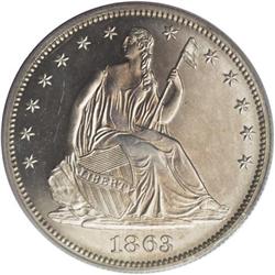 1863 50C PR64 Cameo PCGS. Four hundred sixty proof hal