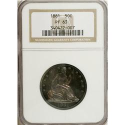 1881 50C PR63 NGC. An attractively toned Select repres