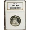 1882 50C PR63 Cameo NGC. Ice-white devices rise above