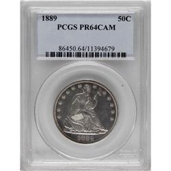 1889 50C PR64 Cameo PCGS. The proof mintage was about