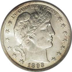 1893 50C MS64 PCGS. Both sides are awash in bright, pl