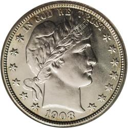 1908-S 50C MS66 NGC. Delicate golden patina graces the