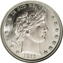1911 50C MS65 NGC. The silver-white, sparkling surface