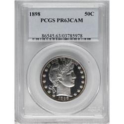 1898 50C PR63 Cameo PCGS. Both sides of this Select pi